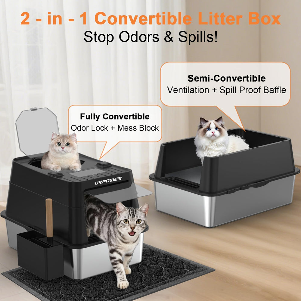 URPOWER caja cerrada para gatos que excavan, evita salpicaduras