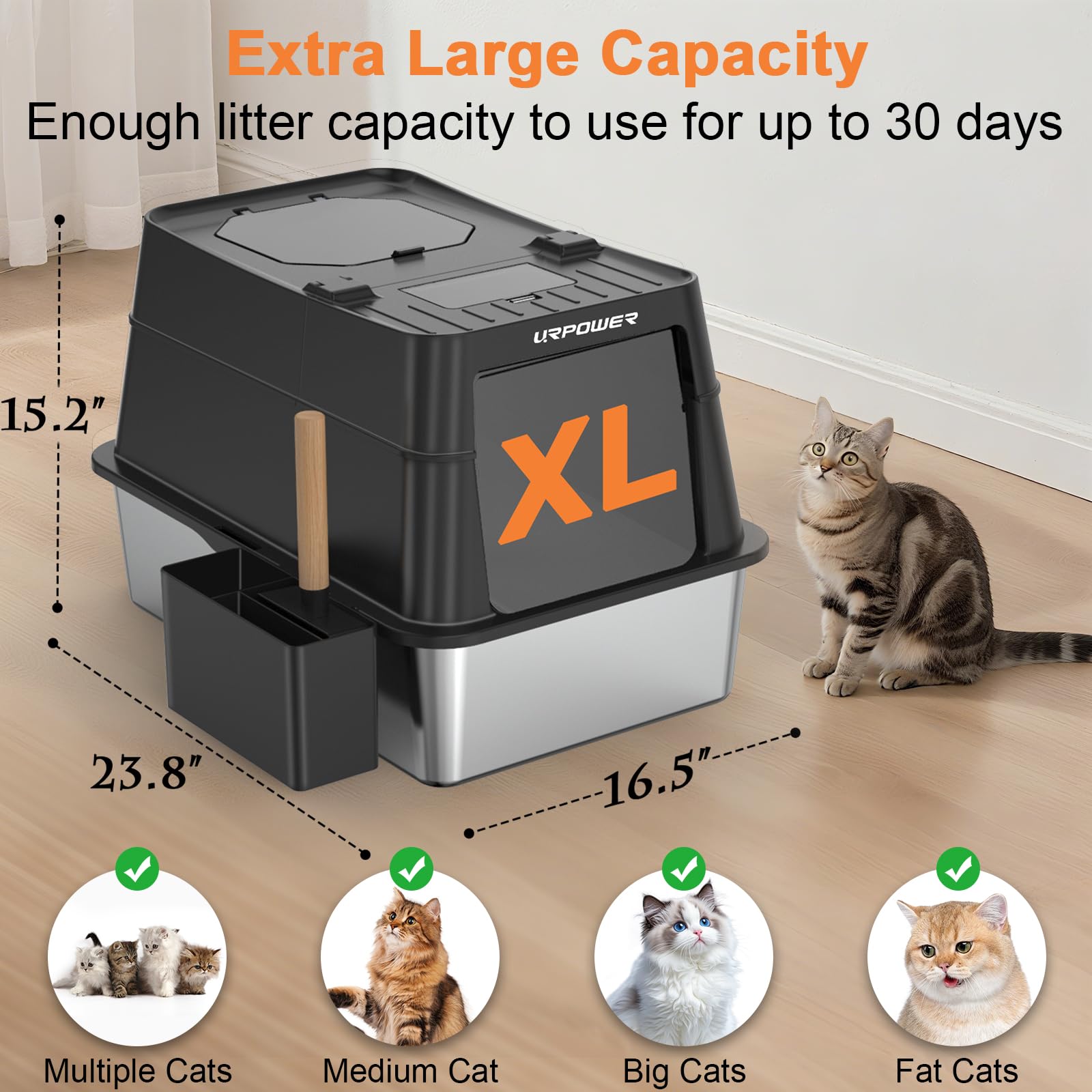 URPOWER caja con modos cerrado y semi-cerrado para privacidad y ventilación