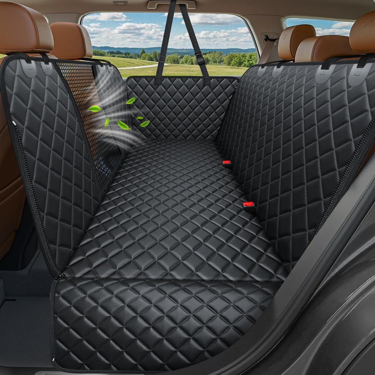 URPOWER funda 4 en 1 para asiento trasero en uso y protegiendo el interior