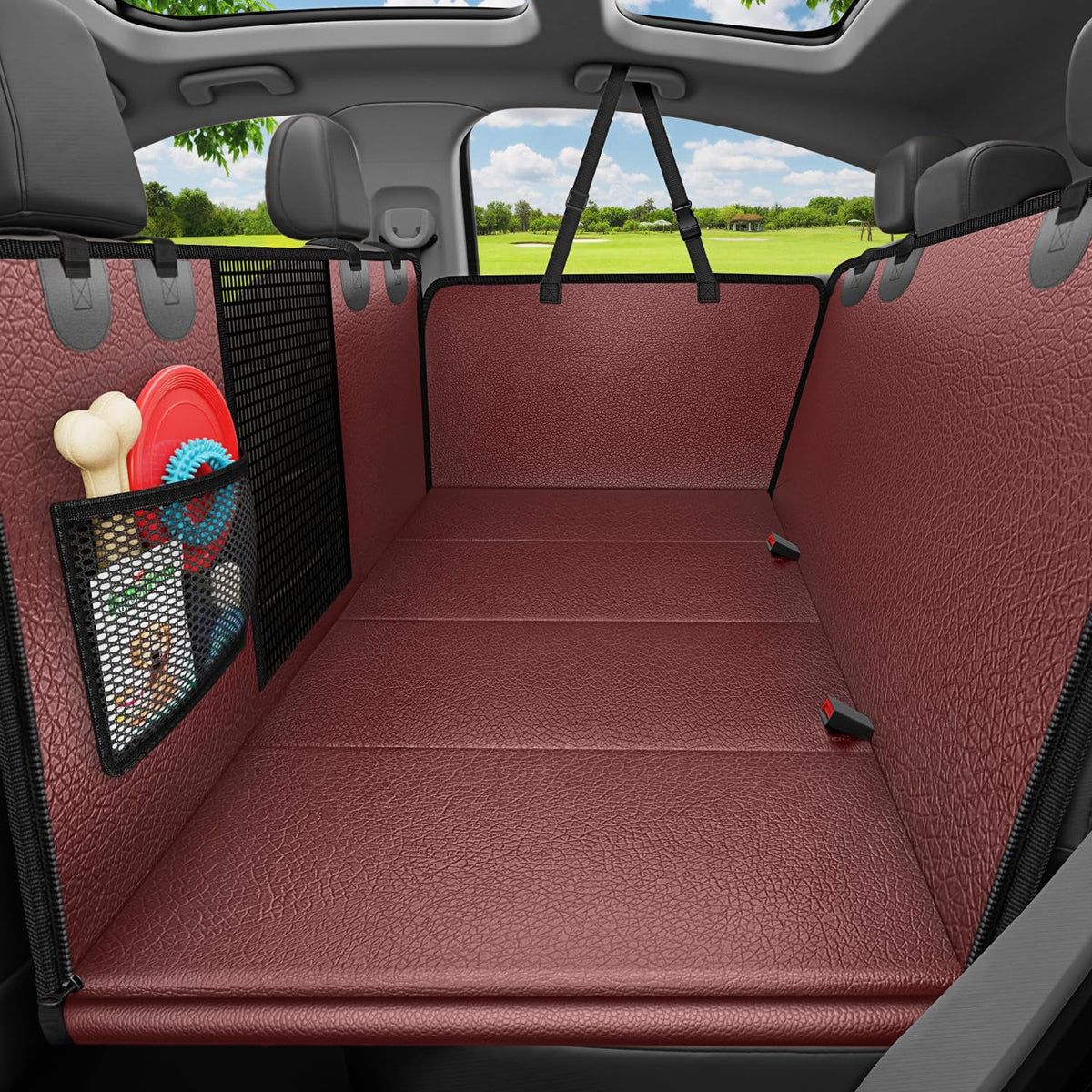 URPOWER funda de asiento para perro impermeable de cuero texturado, evita deslizamientos y manchas.