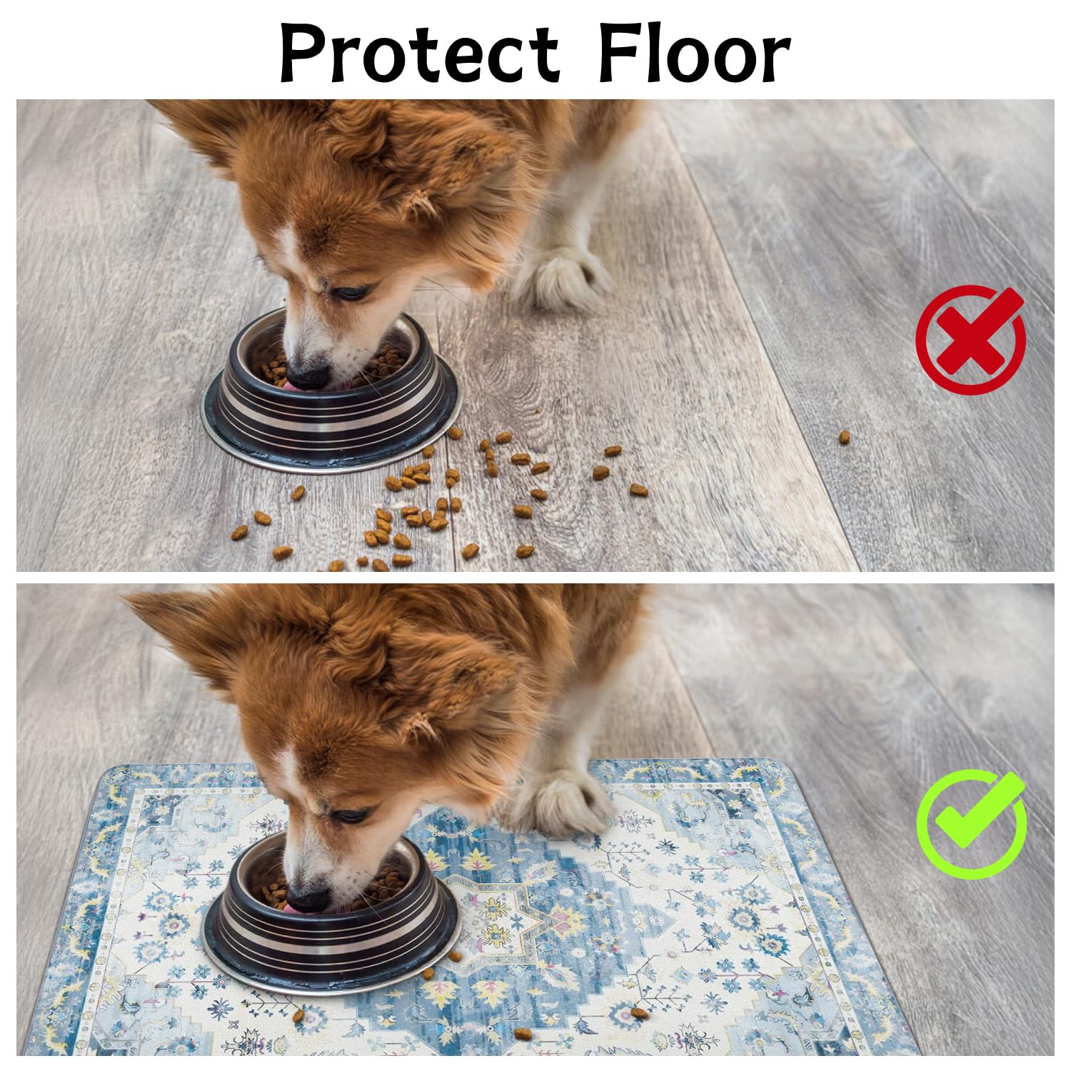 Usnfhcaw alfombrilla de comida para mascotas, limpieza rápida con paño