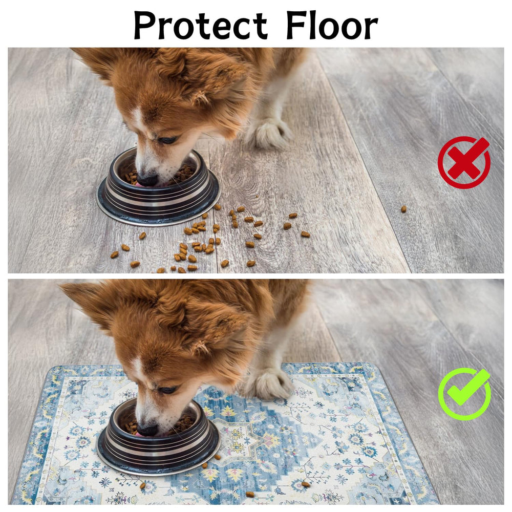 Usnfhcaw alfombrilla de comida para mascotas, limpieza rápida con paño