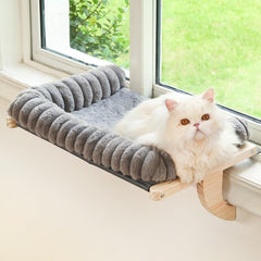 Valigogo Cloud-Soft: perch de ventana con vista frontal y descanso cómodo para gatos
