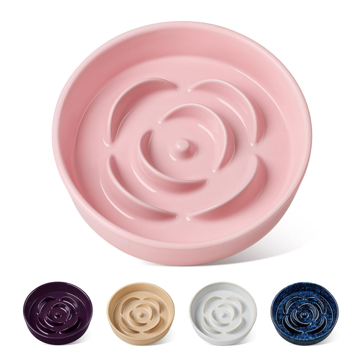 Tazón cerámico Vancasso de alimentación lenta en color rosado para mascotas pequeñas