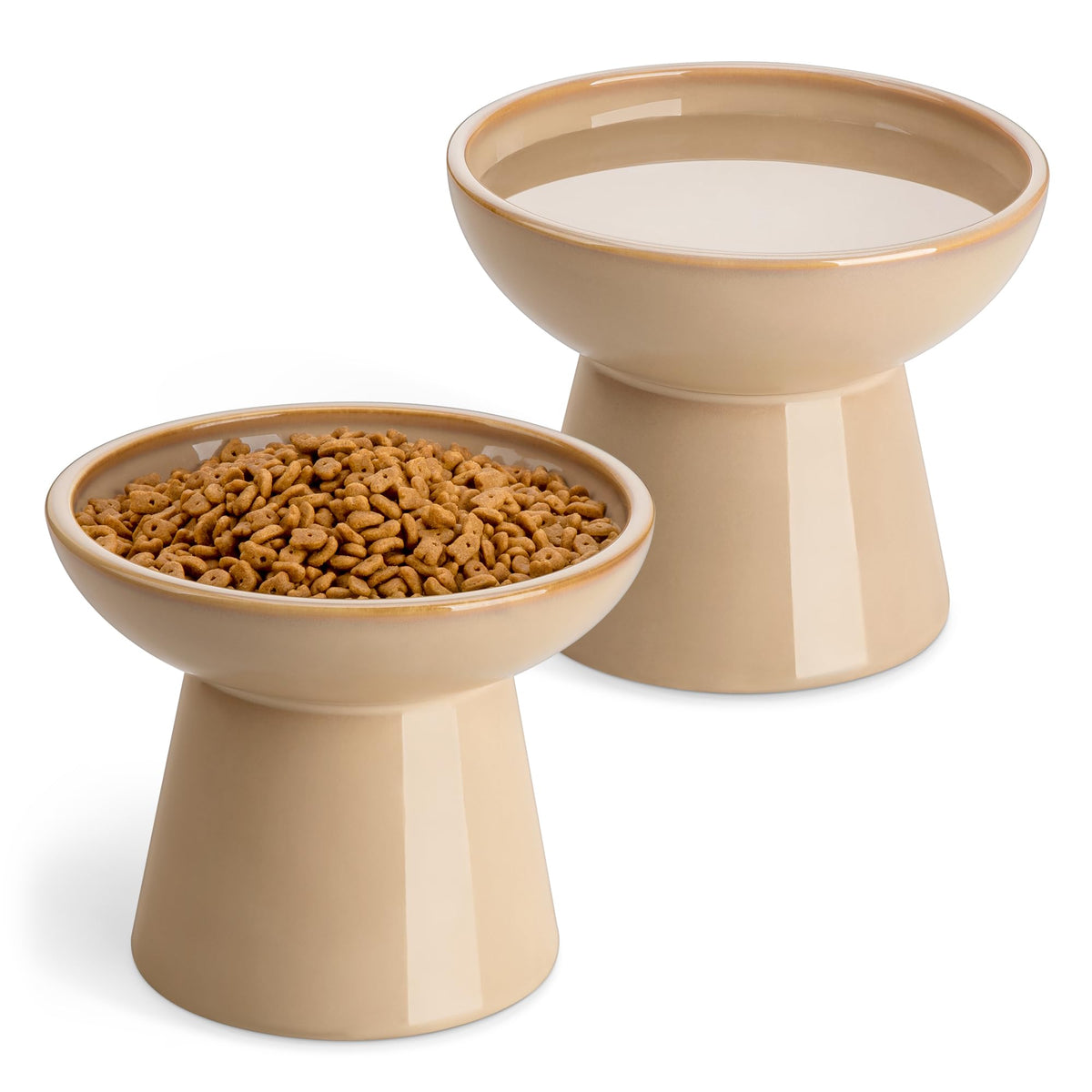 Tazones elevados de cerámica Vancasso para gatos, diseño doble para comer y beber.
