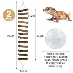 Escalera para reptiles VCEPJH en madera fruta, permite subir entre plataformas.