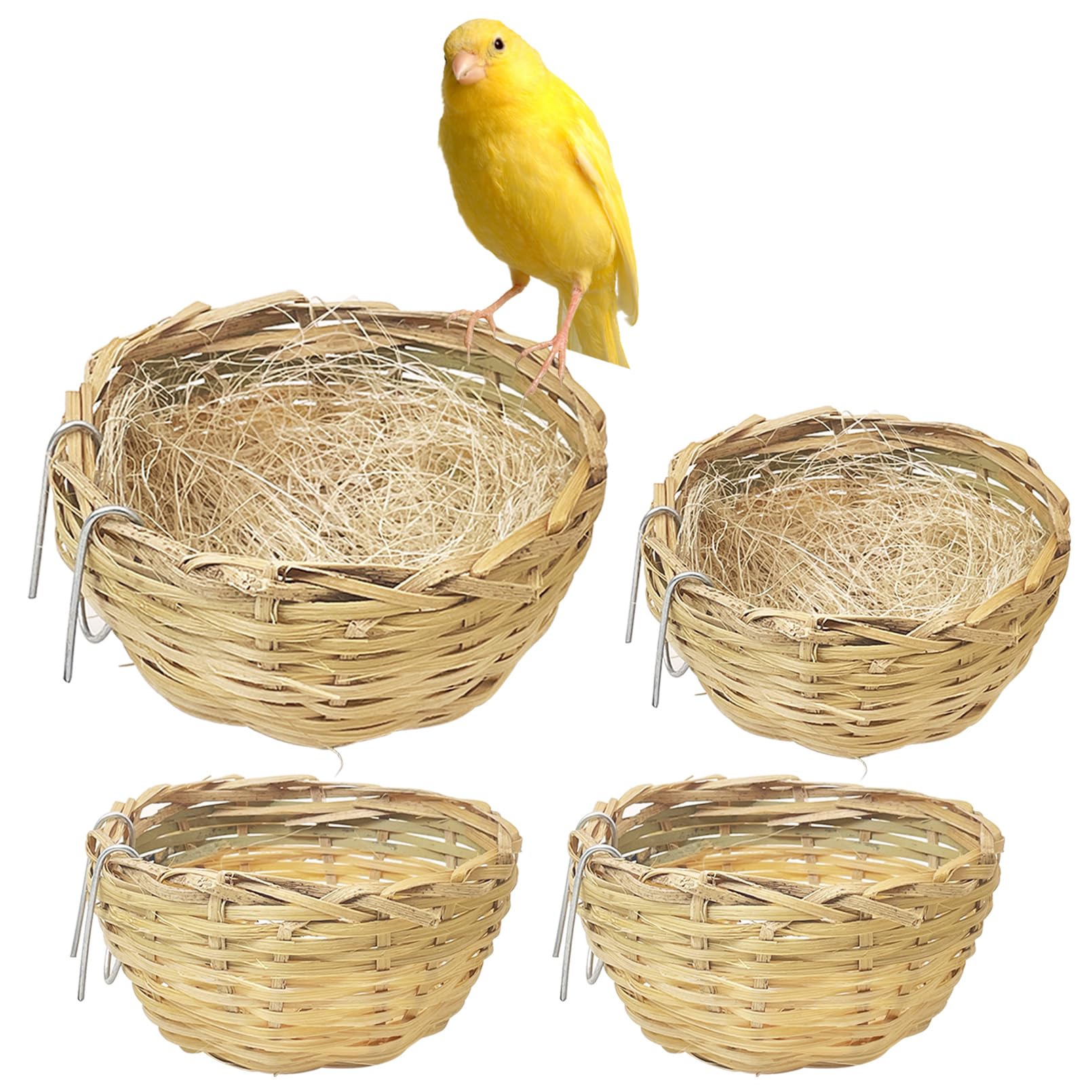 Nido de bambú VCEPJH para jaula, cuatro unidades, resistente y natural.