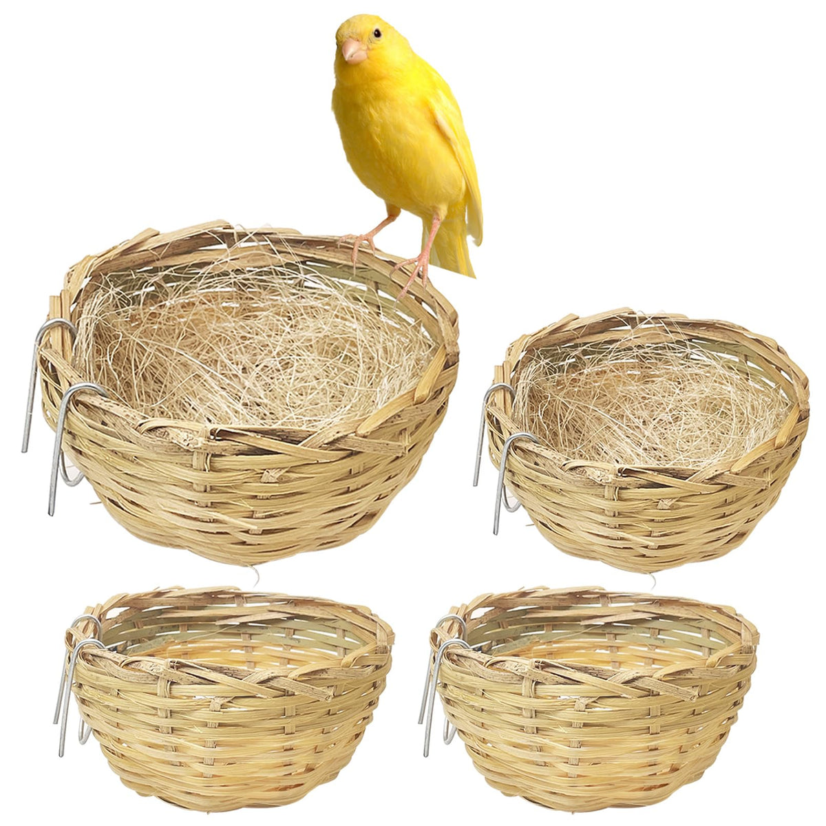 Nido de bambú VCEPJH para jaula, cuatro unidades, resistente y natural.