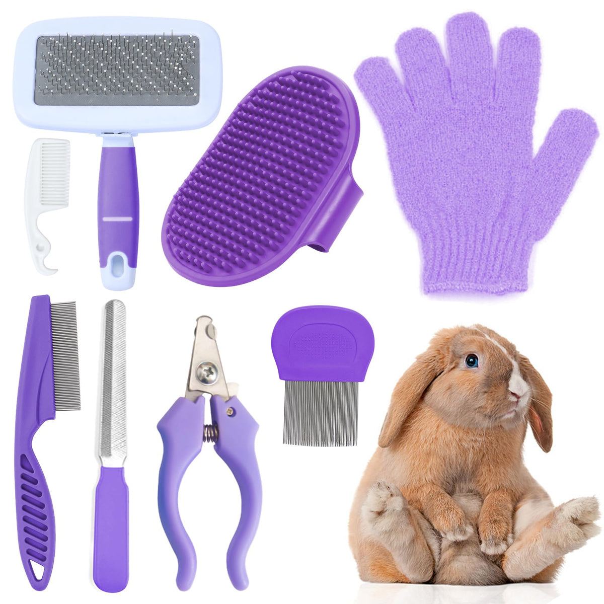 Kit VCZONE de peluquería de 8 piezas para pelaje suave y higiene diaria.