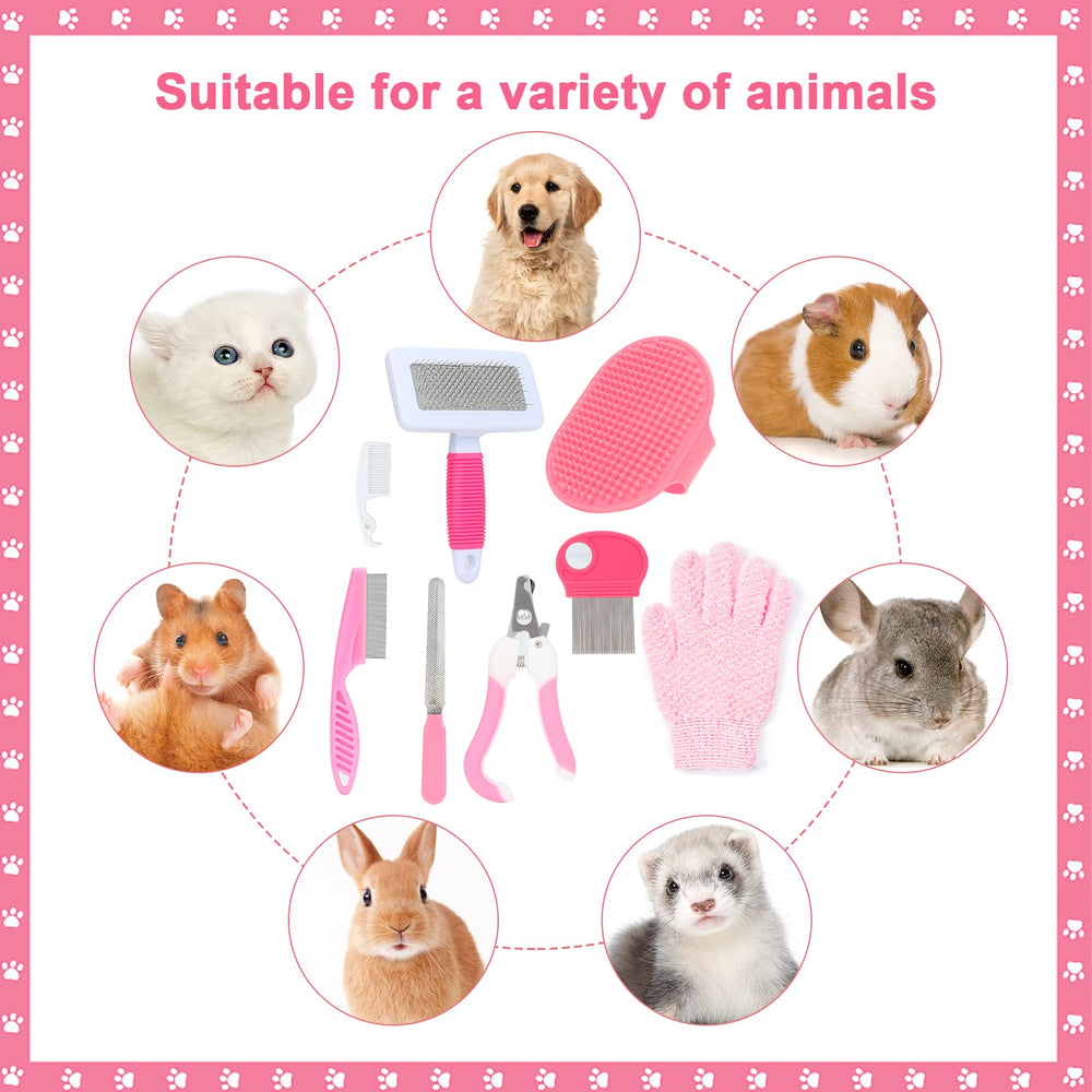 VCZONE kit peluqueria rosa: set completo para grooming diario en casa