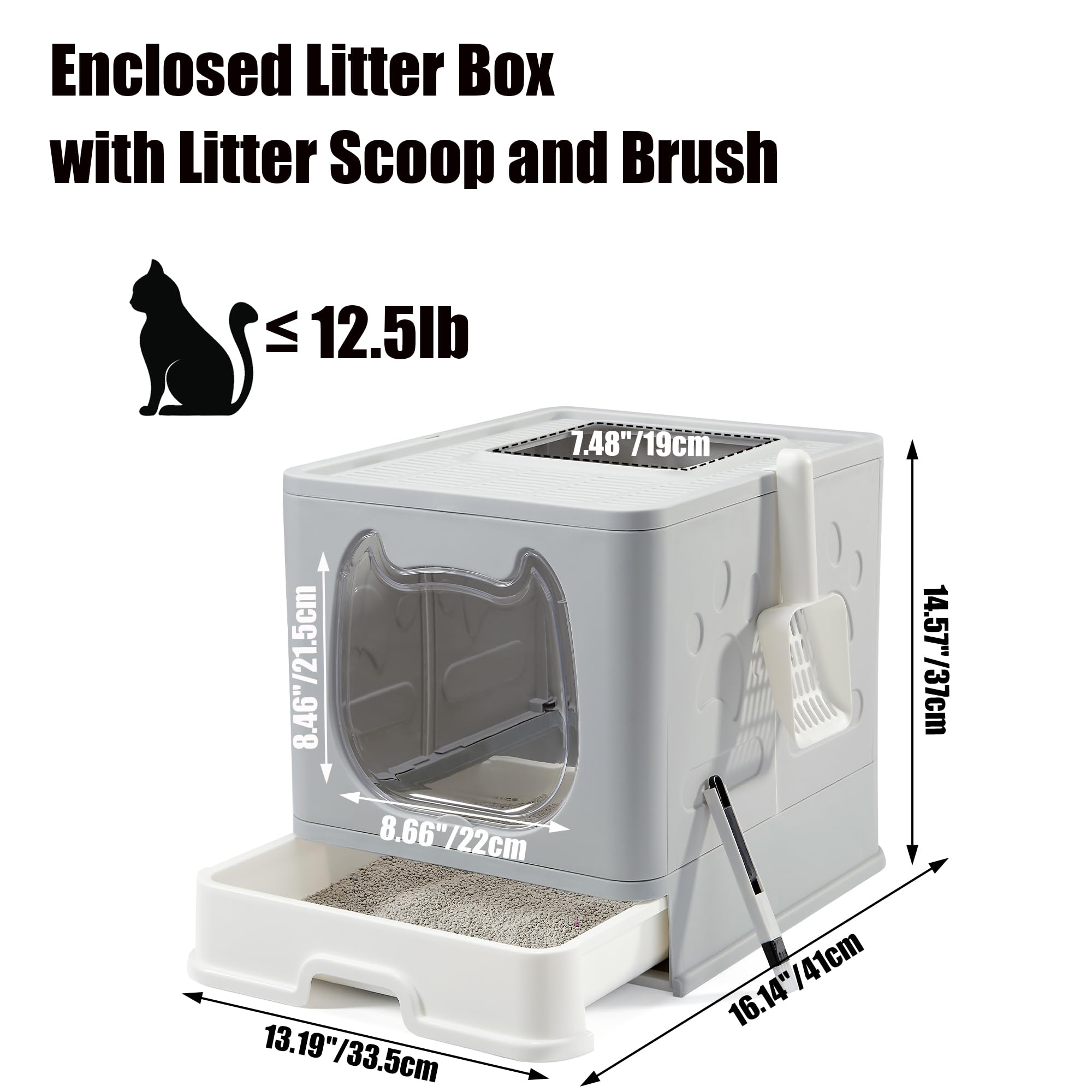 Vealind caja litter para gatitos, entrada baja facilita el acceso.