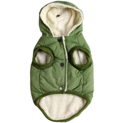 Abrigo Vecomfy para perro con capucha verde XXXL, vista frontal, ideal para paseos en frío.