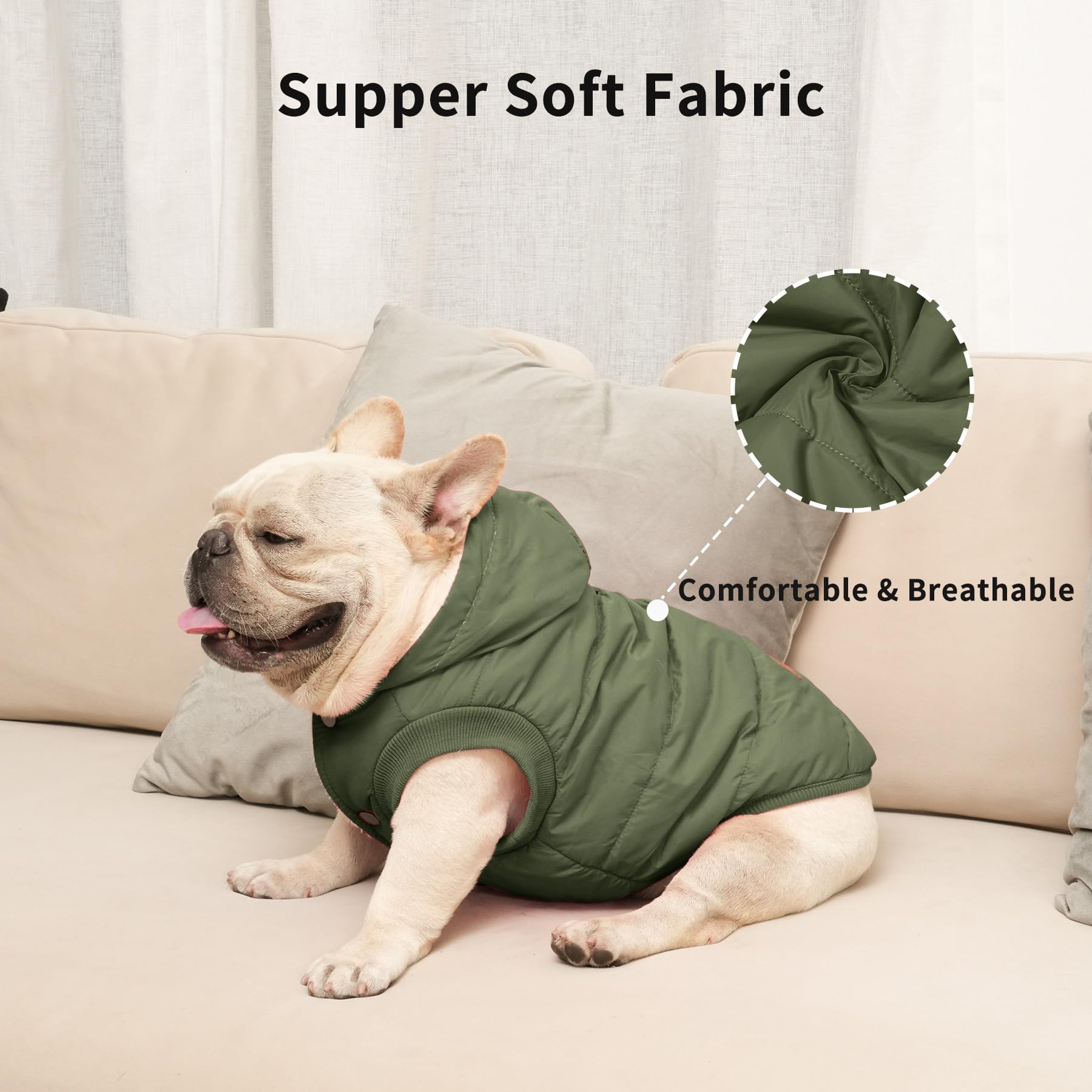 Borde elástico en patas y cintura, mejor ajuste para perros grandes.