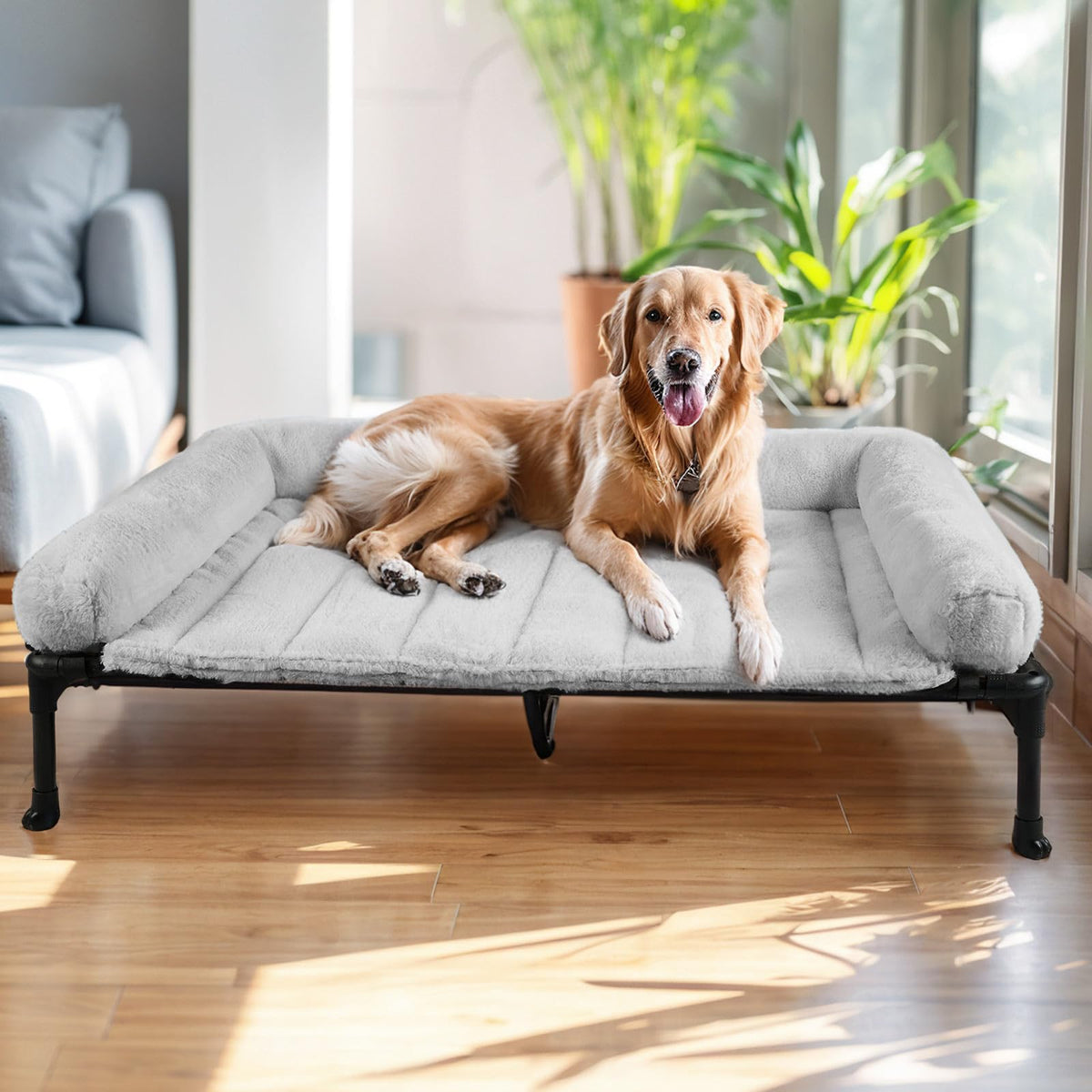Cama elevada para perros grandes Veehoo con amplio espacio para estirarse