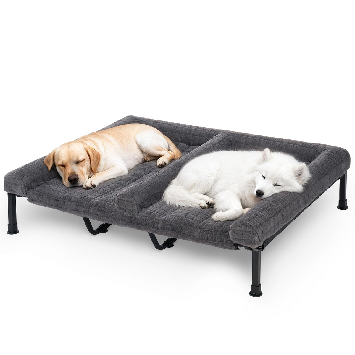 Cama doble Veehoo para dos perros, vista superior, confort compartido en un solo lecho.
