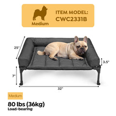 Cama elevada Veehoo con acolchado y bordes para evitar caídas.