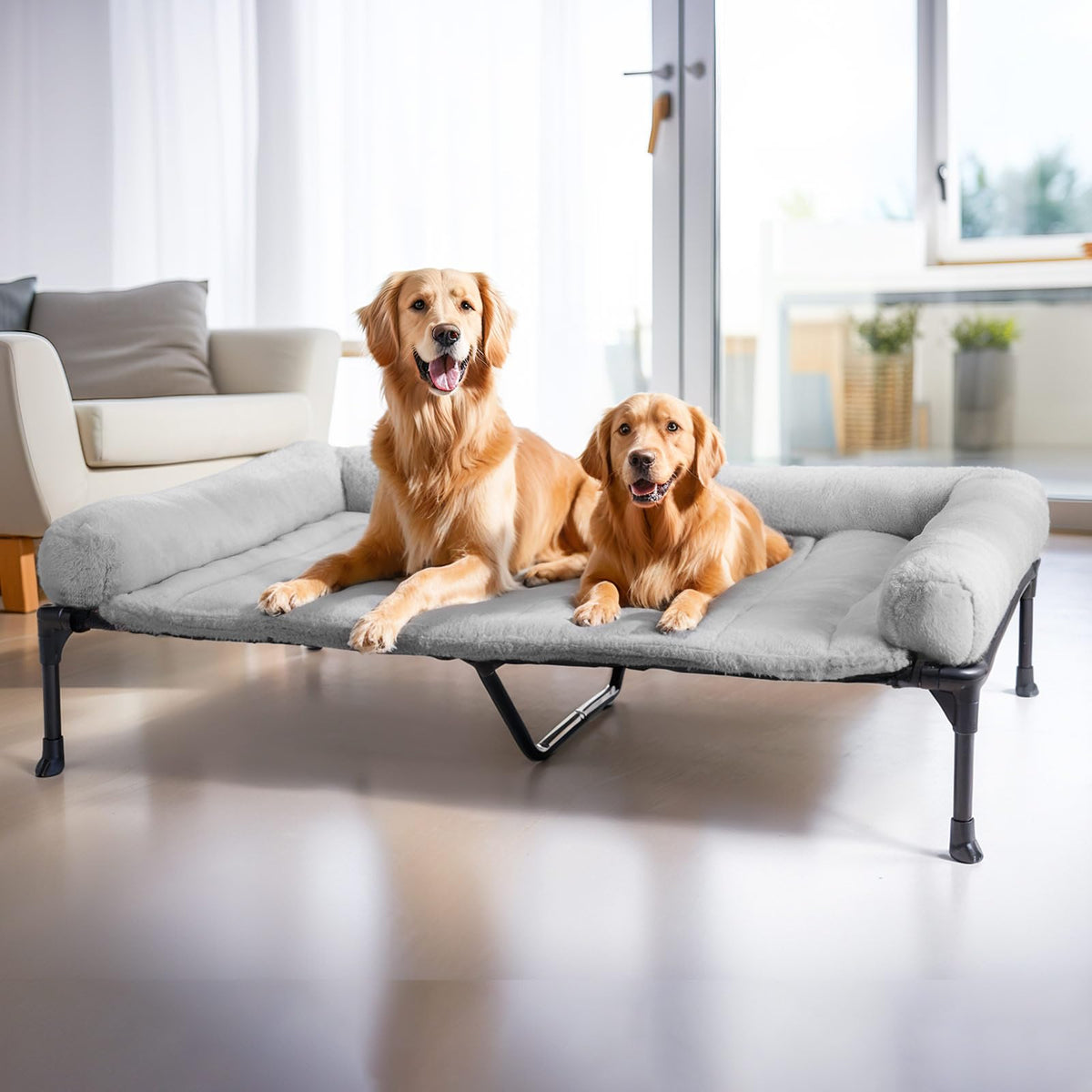 Cojín peludo de la cama Veehoo para perros grandes, confort inmediato.