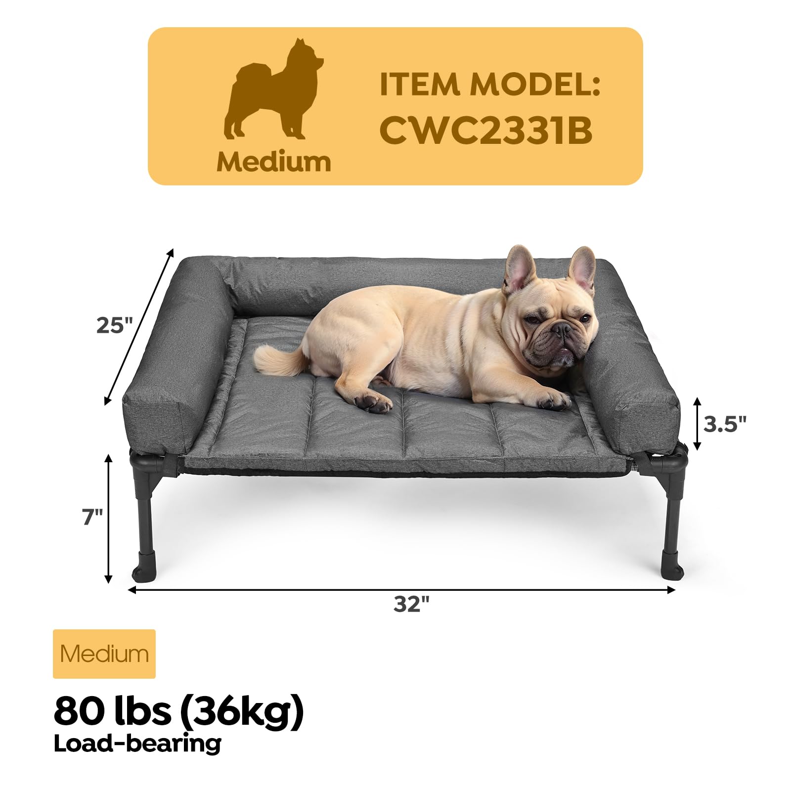 Cama Veehoo elevada con malla Teslin transpirable para ventilación continua