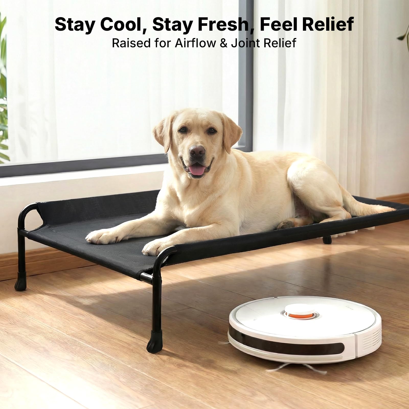 Cama Veehoo con malla Teslin transpirable mantiene al perro fresco