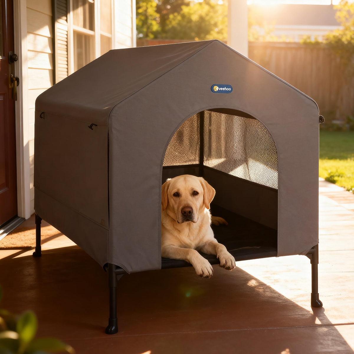 Veehoo casa para perro 41 pulgadas elevada para exterior