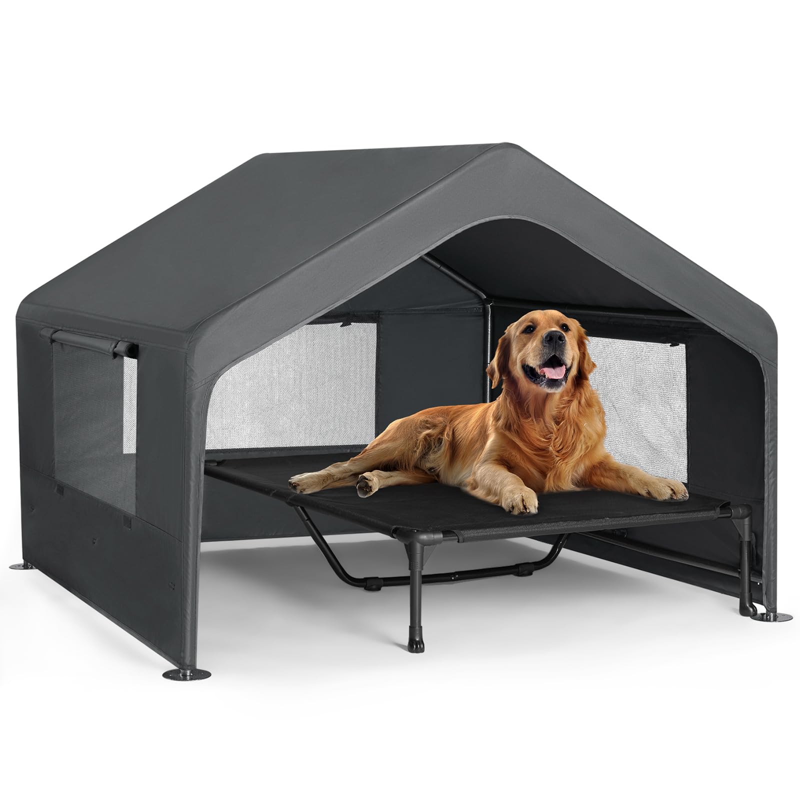 Veehoo-casa-perro-exterior-elevada facilita comodidad al aire libre.