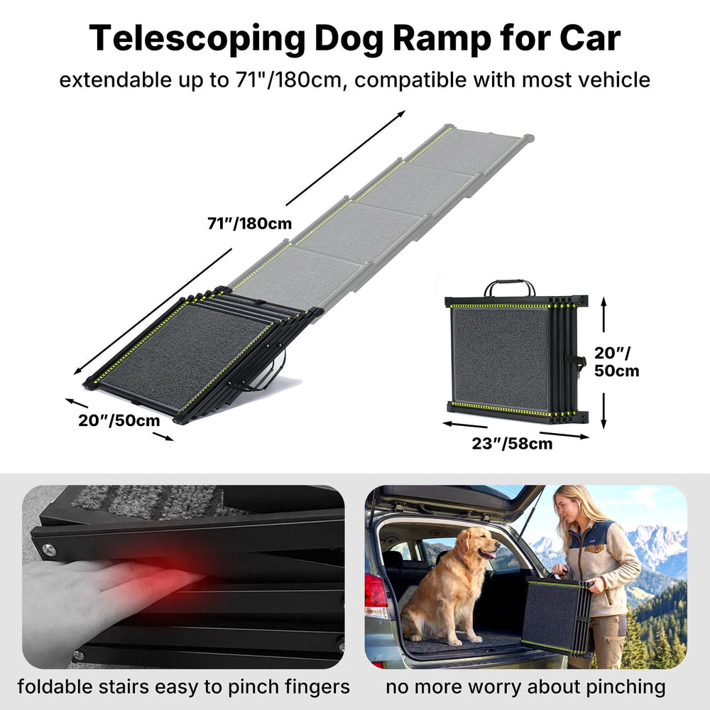 Hebilla de seguridad y clip retenedor en la rampa Veehoo para estabilidad.