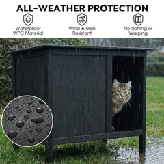 Veehoo refugio gato exterior resistente, refugio seguro para gatos al aire libre.