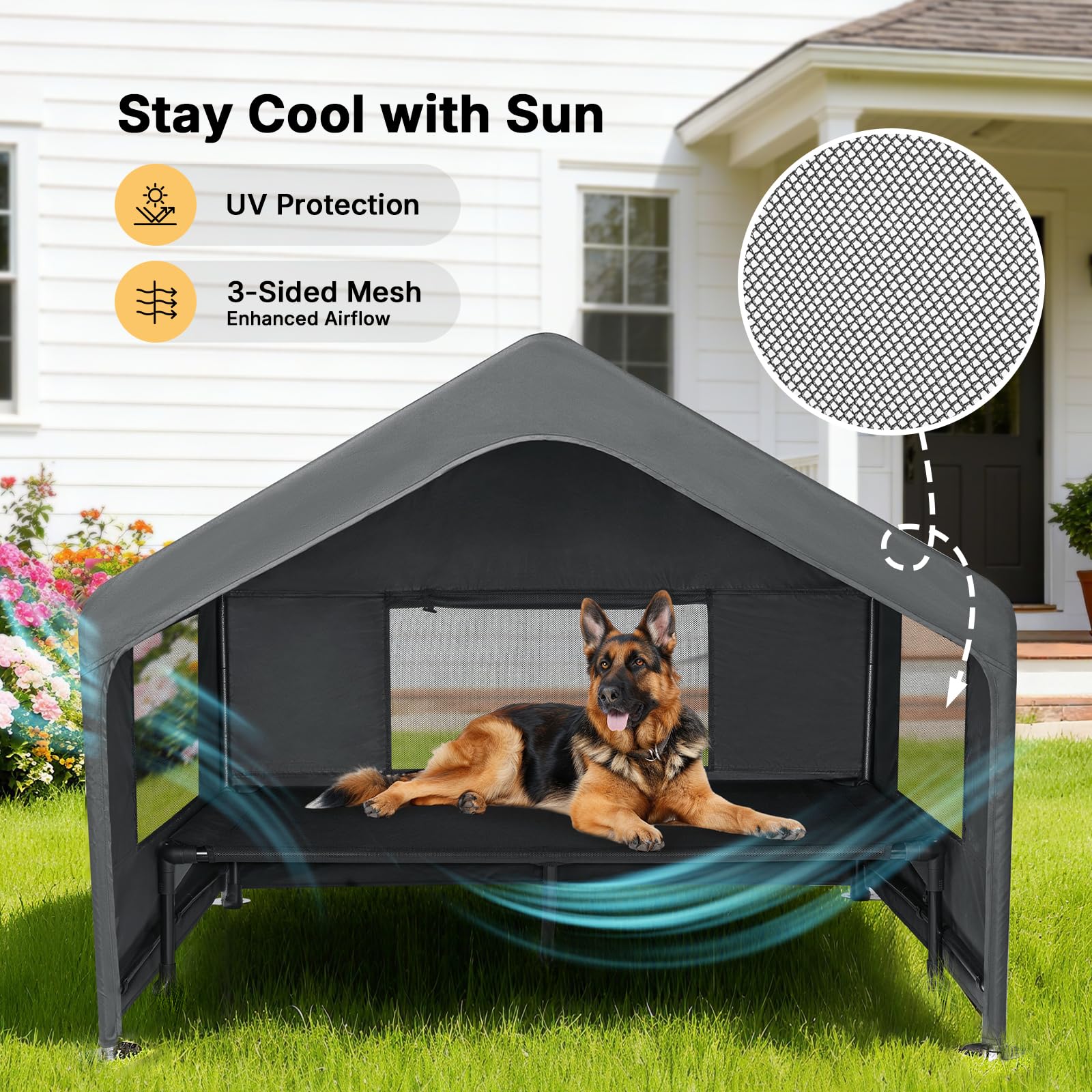 Veehoo-ventanas-de-malla para mejor ventilación y refugio.