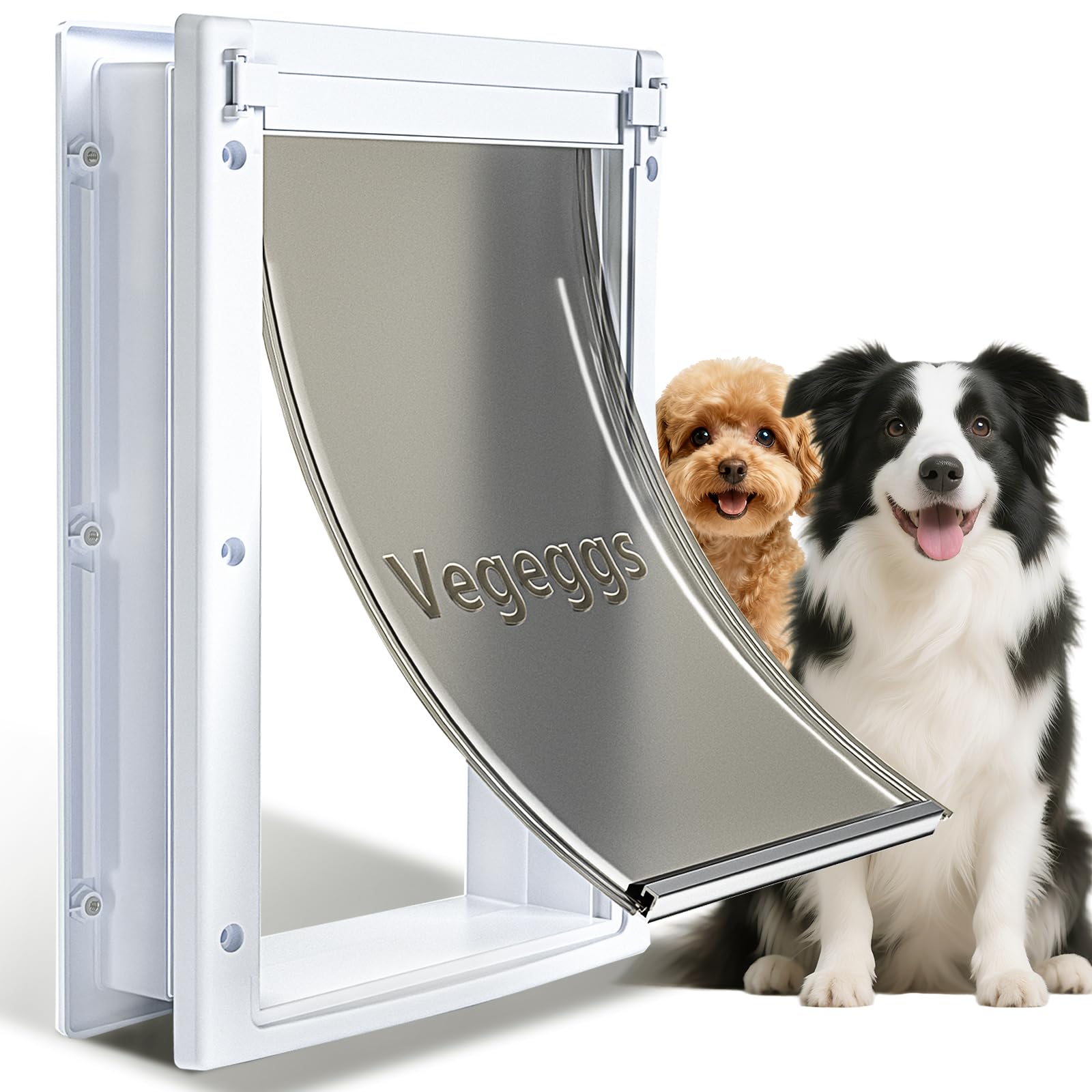 Vegeggs puerta para perros: vista frontal con instalación fácil, uso diario recomendado.