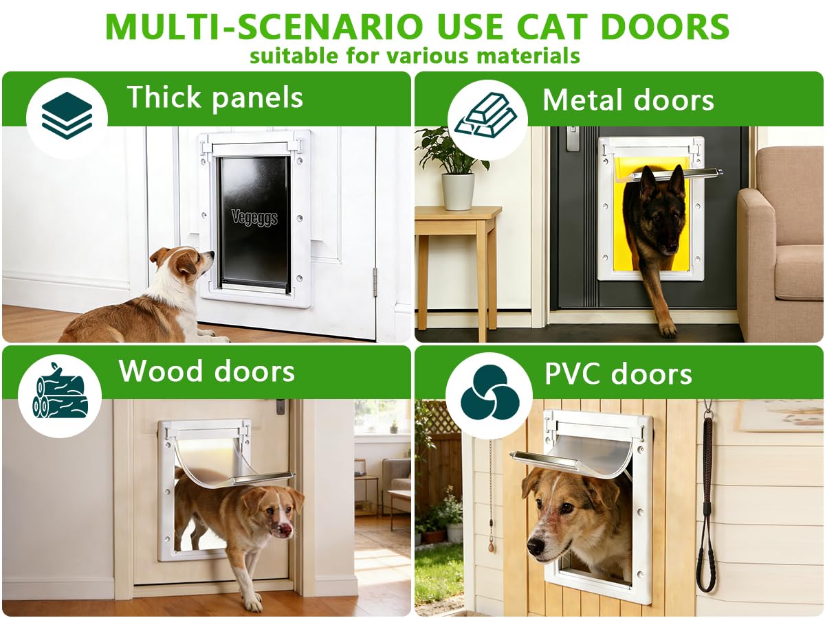 Vegeggs puerta para perros: marco telescópico ajustable para distintos espesores.