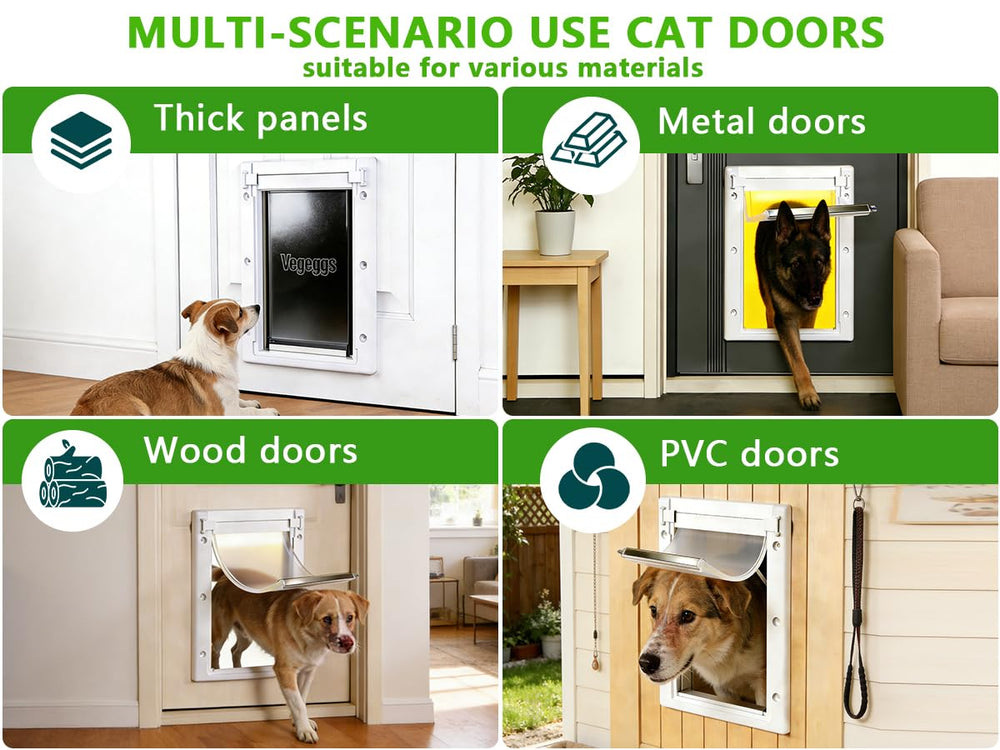 Vegeggs puerta para perros: marco telescópico ajustable para distintos espesores.