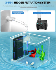 Vehipa acuario nano tapa con apertura para alimentar fácilmente.