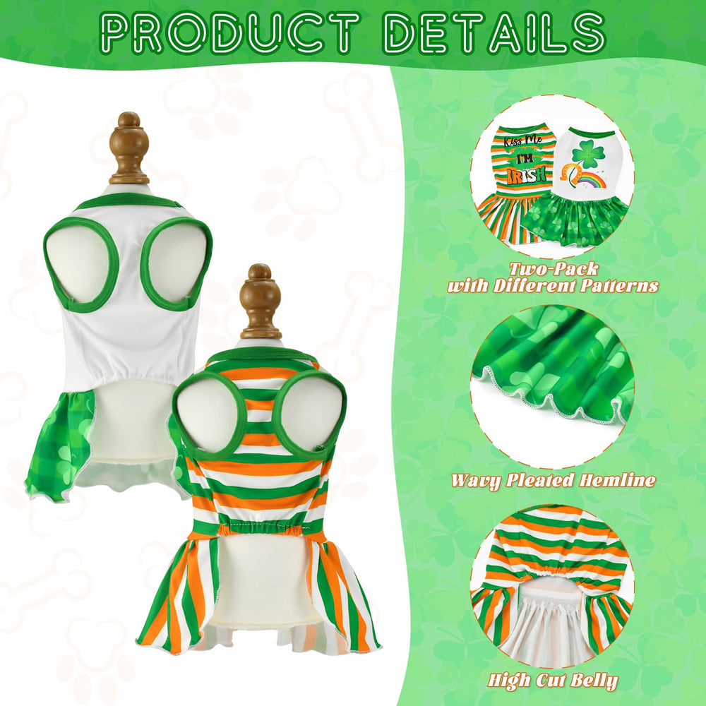 Vestido Vehomy para perro con cuadros verde-blanco, cómodo y versátil.