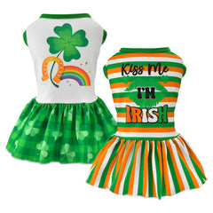 Vestido Vehomy para perro San Patricio con trébol verde, perfecto para fiestas temáticas.