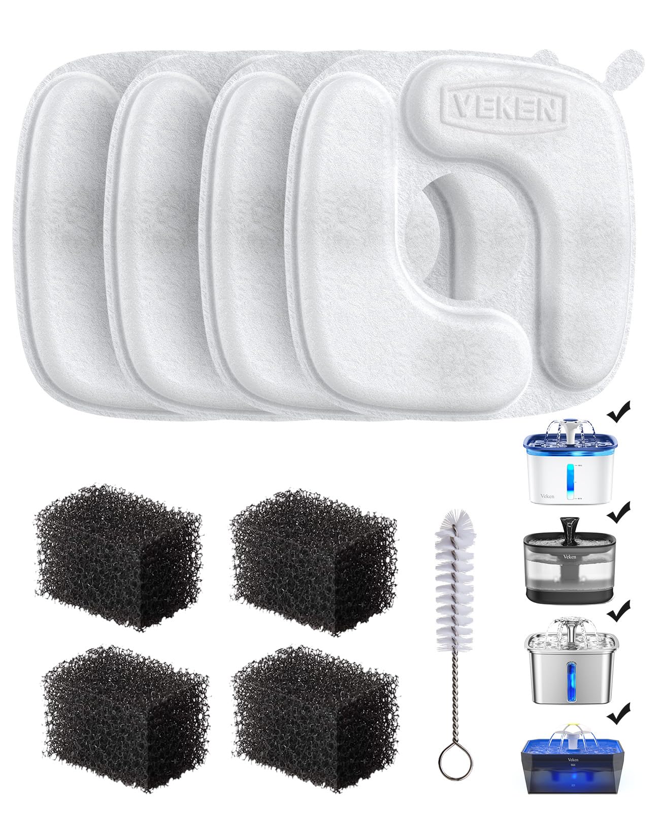 Filtre Veken pour fontaine chat 50oz: eau plus fraîche et goût agréable.