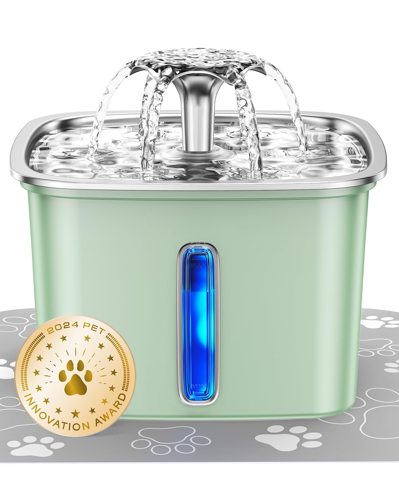 Fuente Veken para gatos en acero inoxidable, higiene y durabilidad para uso diario.
