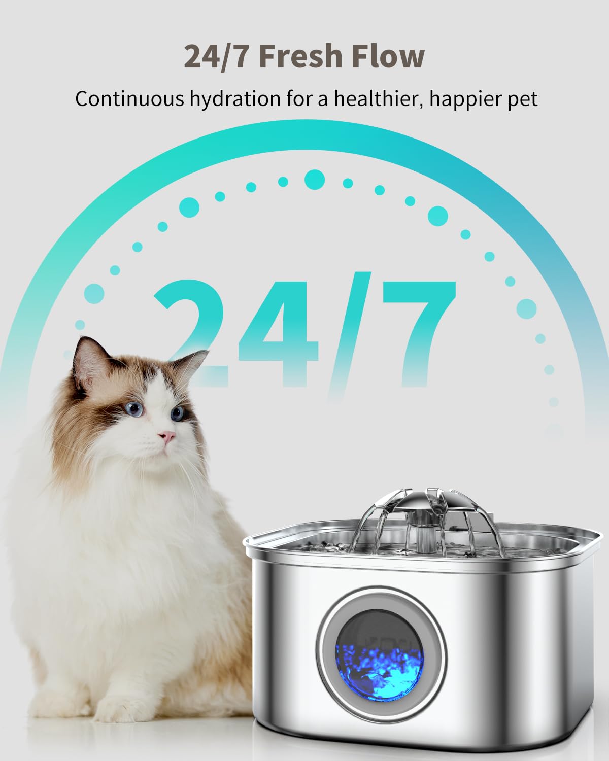 Bebedero Vekonn para múltiples mascotas, ideal para hogares con gatos y perros.