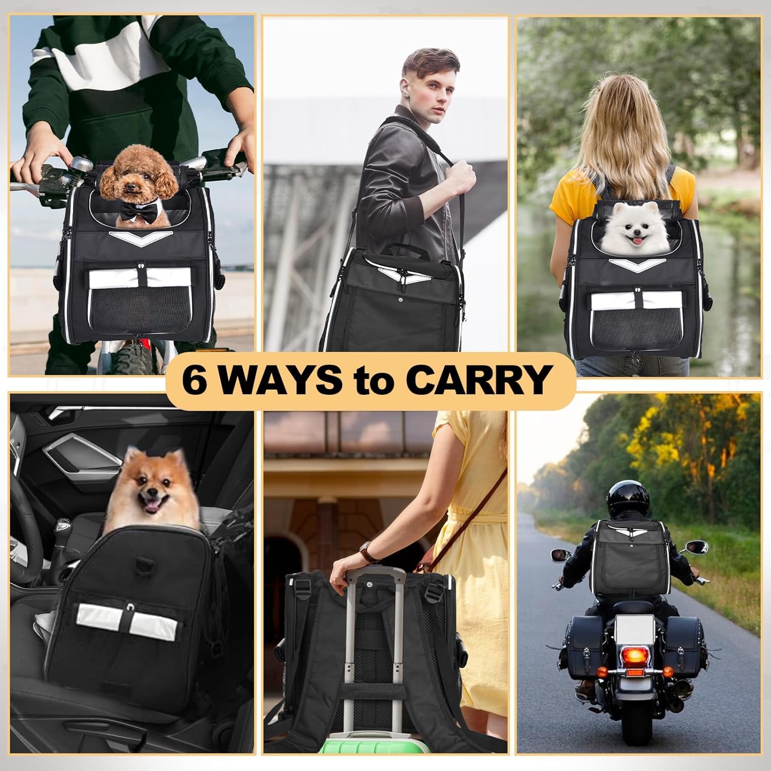 VENFOREST convertible a mochila y asiento para coche para mascotas.