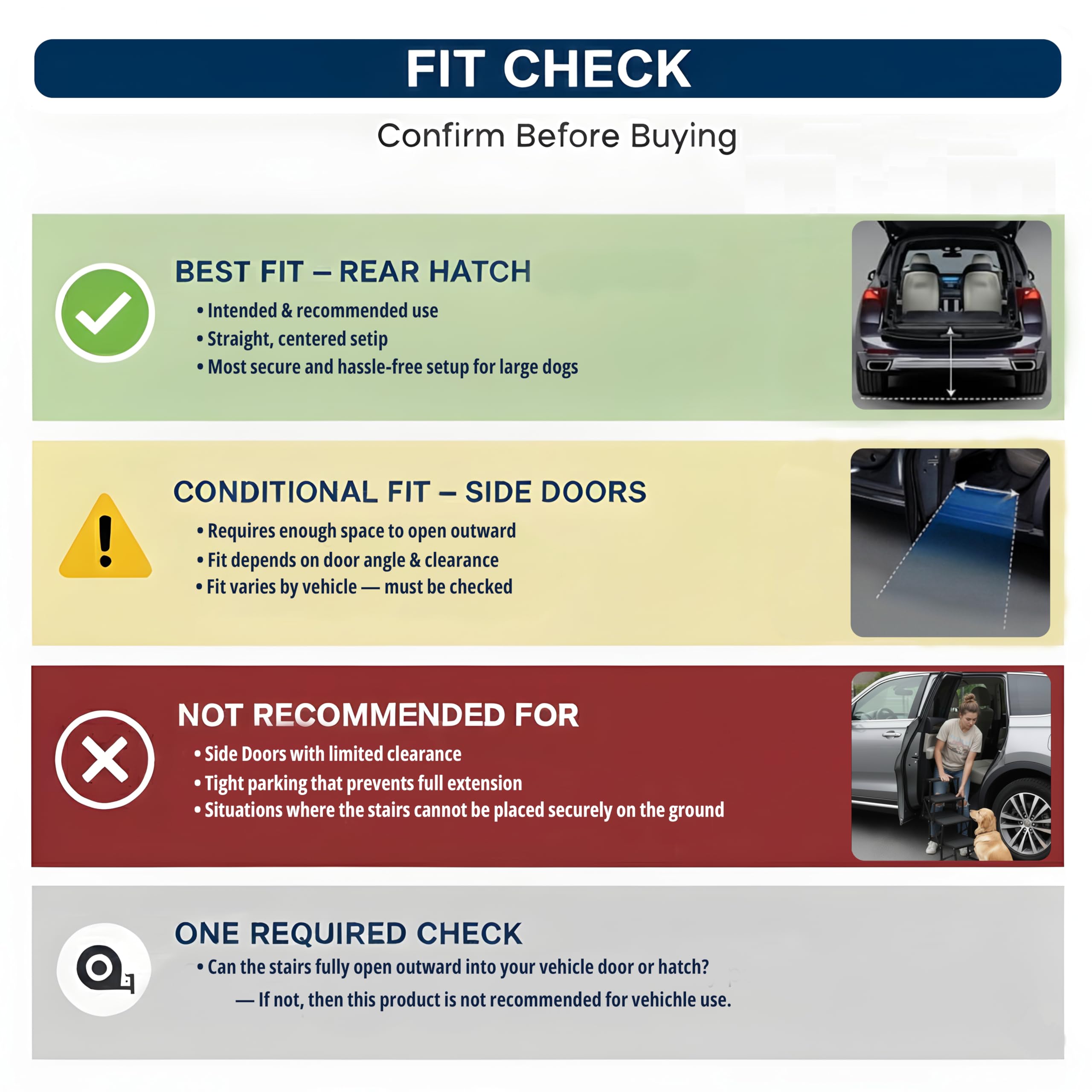 VERALUX escalera plegable para perros en coche, peldaños mullidos y estables para confort.