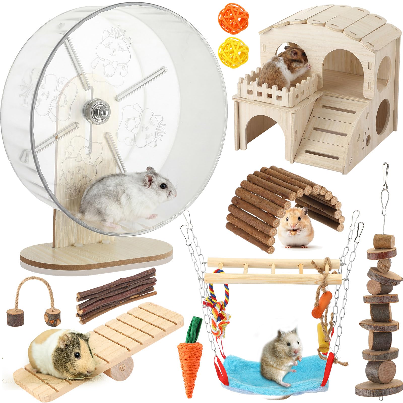 Conjunto VercanMonth para jaula hámster, casa hawaiana de madera, estimula exploración y juego.