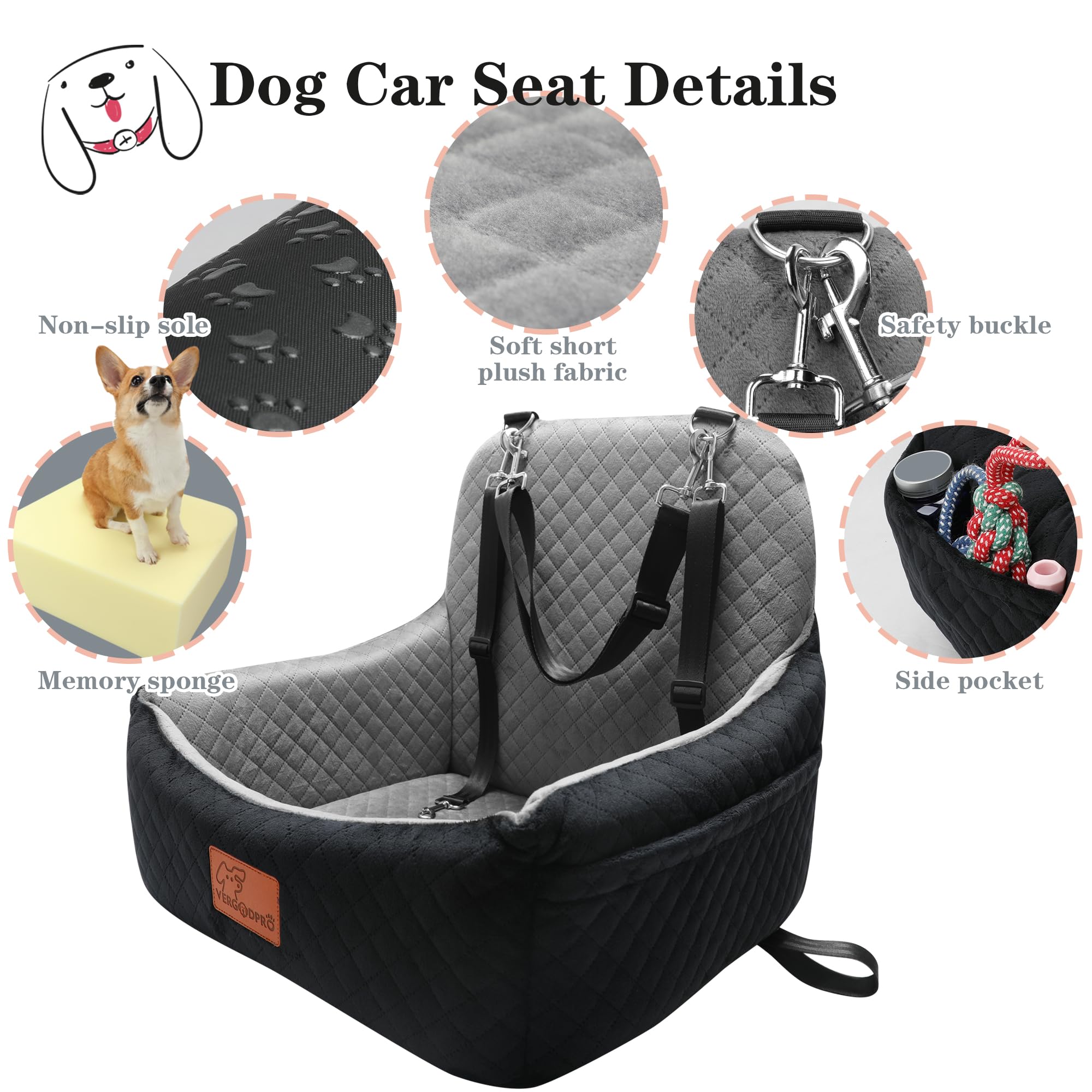 VERGODPRO Incluye dos cinturones de seguridad para sujetar al perro.