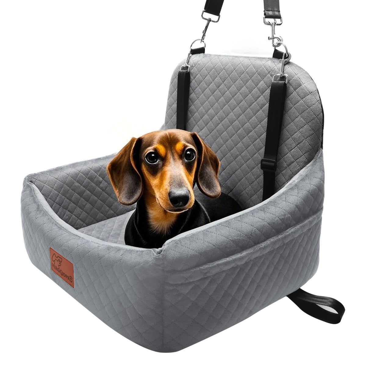 VERGODPRO Asiento para perro en coche con espuma de memoria para mayor comodidad.