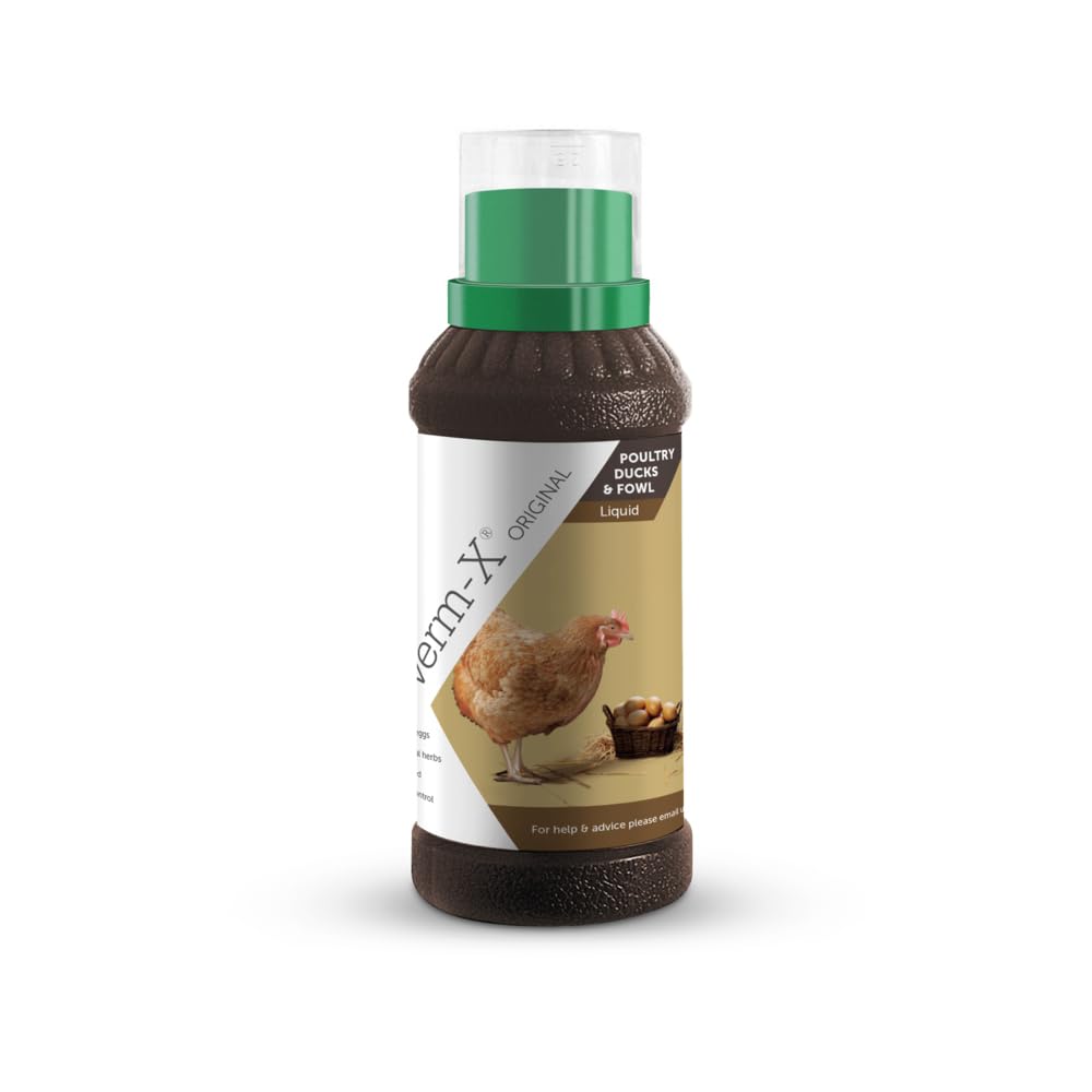 Verm-X: botella líquida para aves, enfoque en higiene intestinal