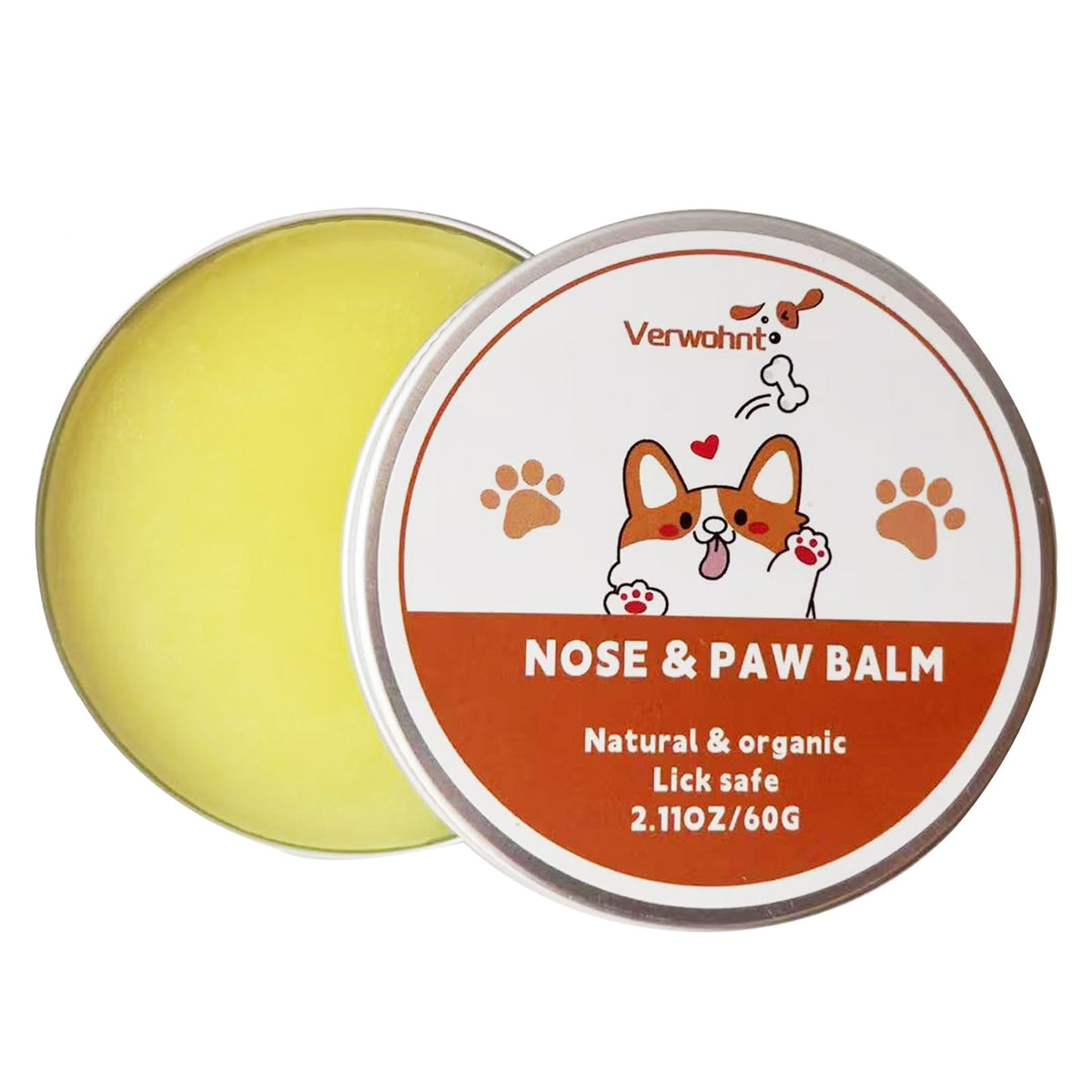 Verwohnt Bálsamo para Patas de Perros, envase de 2 onzas, protege y suaviza las almohadillas.