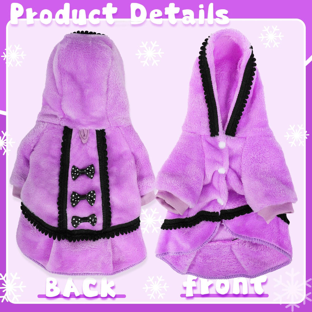 Vestido-invierno-para-perro-pequeno, fácil de poner y quitar gracias a su diseño.