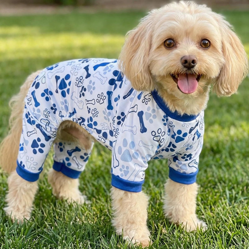 Vet-Approved pijama calmante para perros, vista trasera, diseño elegante y cálido.