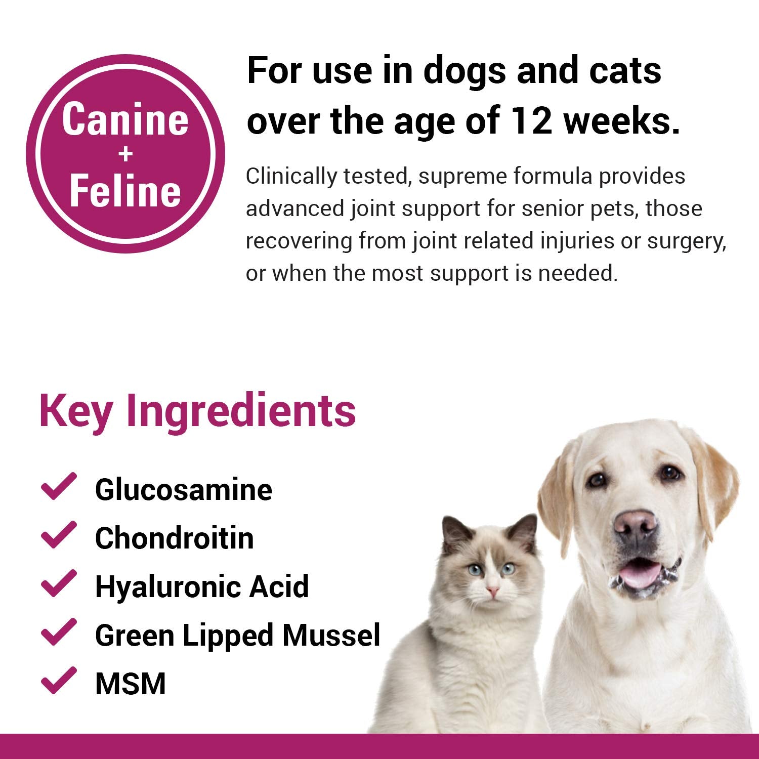 Vet Classics ArthriEase-Gold: etiqueta con ingredientes clave para soporte articular