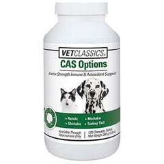 Vet Classics CAS Options tabletas masticables para apoyar la inmunidad de perros y gatos.