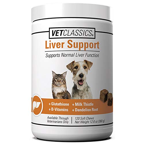 Pastillas masticables Vet Classics Liver Support para gatos, sabor agradable para uso diario.