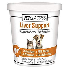 Vet Classics Liver Support: cardo mariano visible en la etiqueta.